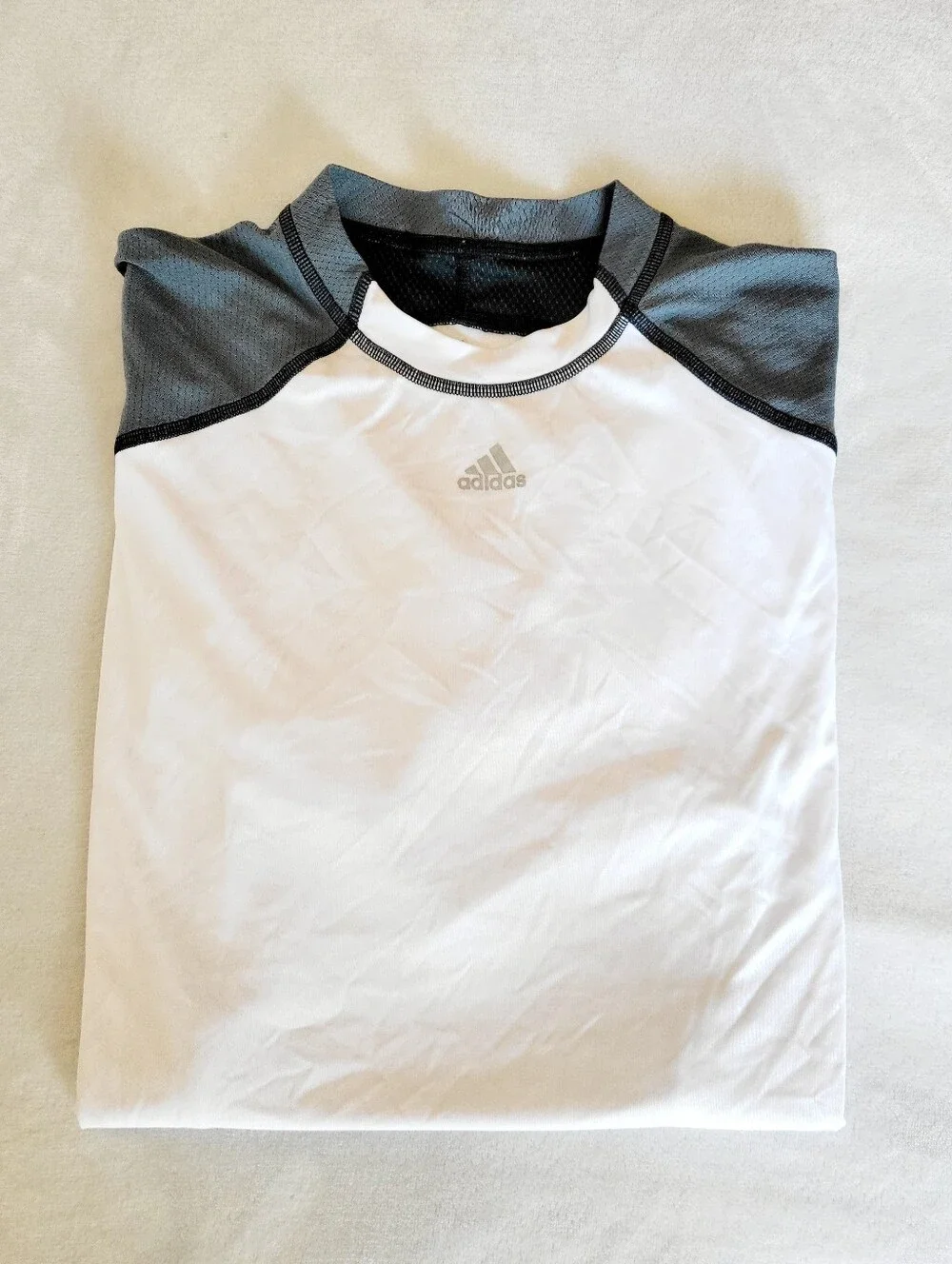 ​Adidas 3-Stripes Short Sleeve Performance  White And Gray Shirt - M